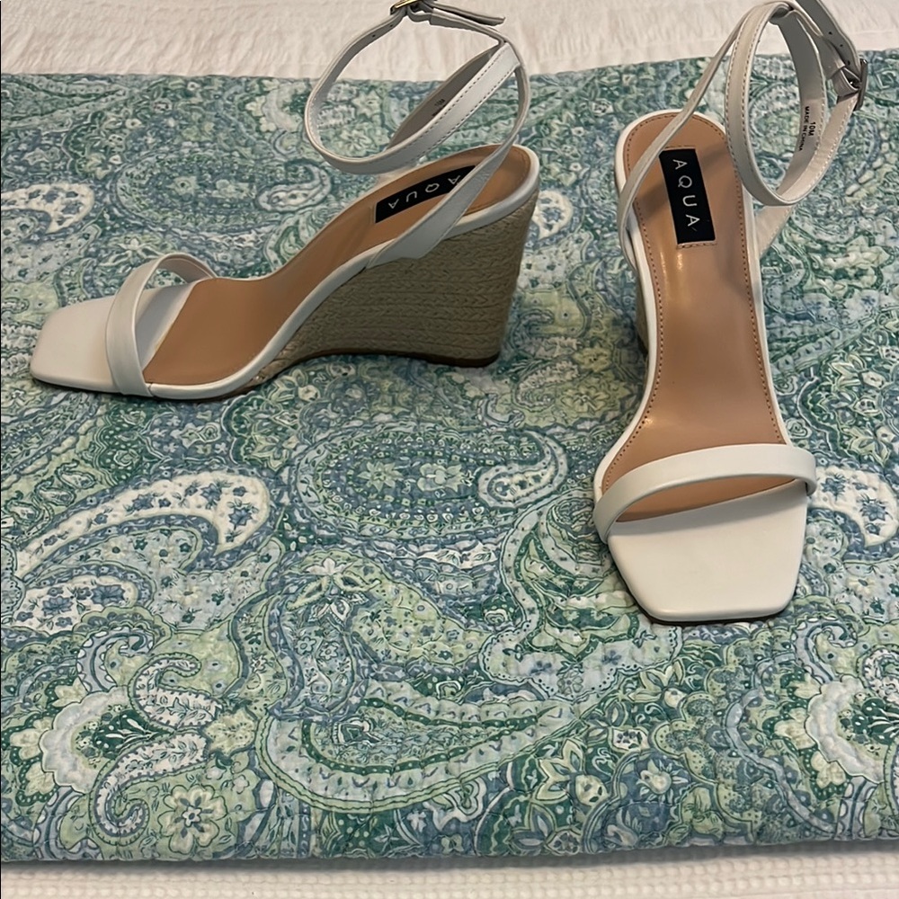 Aqua White and Tan Elegant Heels